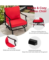 Gymax 3 Piece Patio Conversation Bistro Set Outdoor Rocking Chair Set w/ Cushions