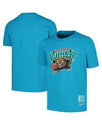 Mitchell & Ness Big Boys and Girls Turquoise Vancouver Grizzlies Hardwood Classics Retro Logo T-Shirt