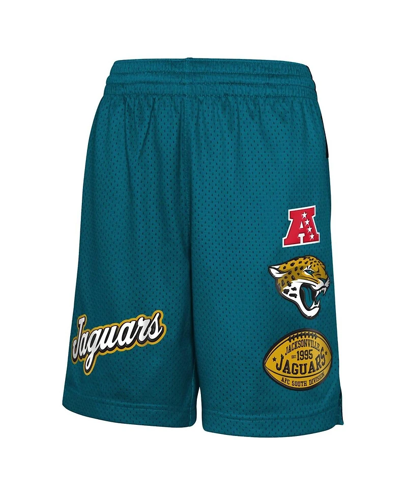 Outerstuff Big Boys and Girls Teal Jacksonville Jaguars Game Time Color-Block Shorts