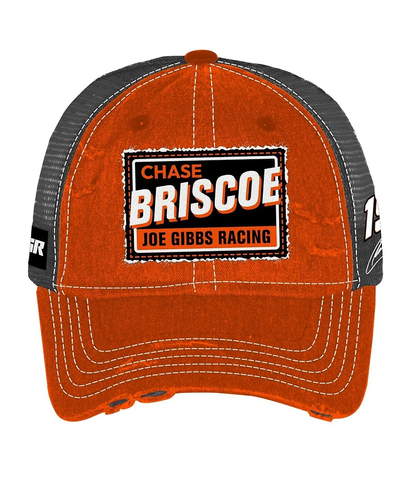 Checkered Flag Sports Men's and Women's Orange Chase Briscoe Vintage Patch Trucker Adjustable Hat