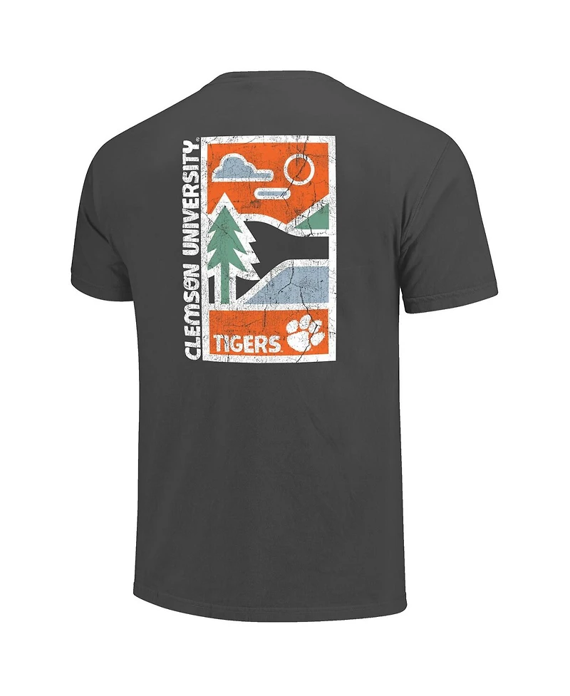 Image One Men's Graphite Clemson Tigers Comfort Colors Minimal Vista Distressed Graphics T-Shirt
