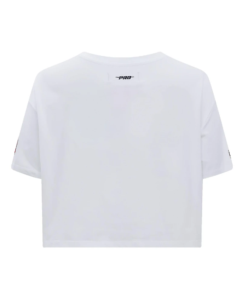 Pro Standard Women's White Carolina Hurricanes Boxy Script Tail Cropped T-Shirt