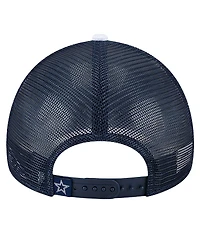 New Era Men's White/Navy Dallas Cowboys Sport Night Color Block 9FORTY A-Frame Trucker Adjustable Hat
