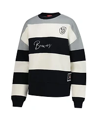 Mitchell & Ness Women's Gray/Black Milwaukee Brewers Cooperstown Collection Blocked Fleece Pullover Sweatshirt