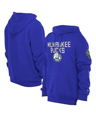 New Era Men's Royal Milwaukee Bucks 2024/25 City Edition Chenille Heavyweight Pullover Hoodie
