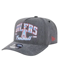 New Era Men's Black Houston Oilers Throwback Washed A-Frame 9FIFTY Snapback Hat