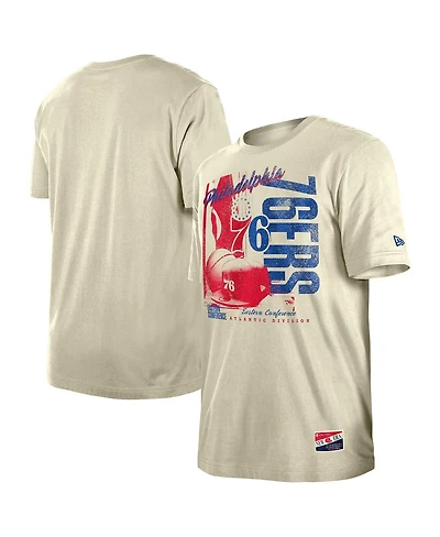 New Era Men's Cream Philadelphia 76ers Distressed Throwback Vintage Color Pack T-Shirt