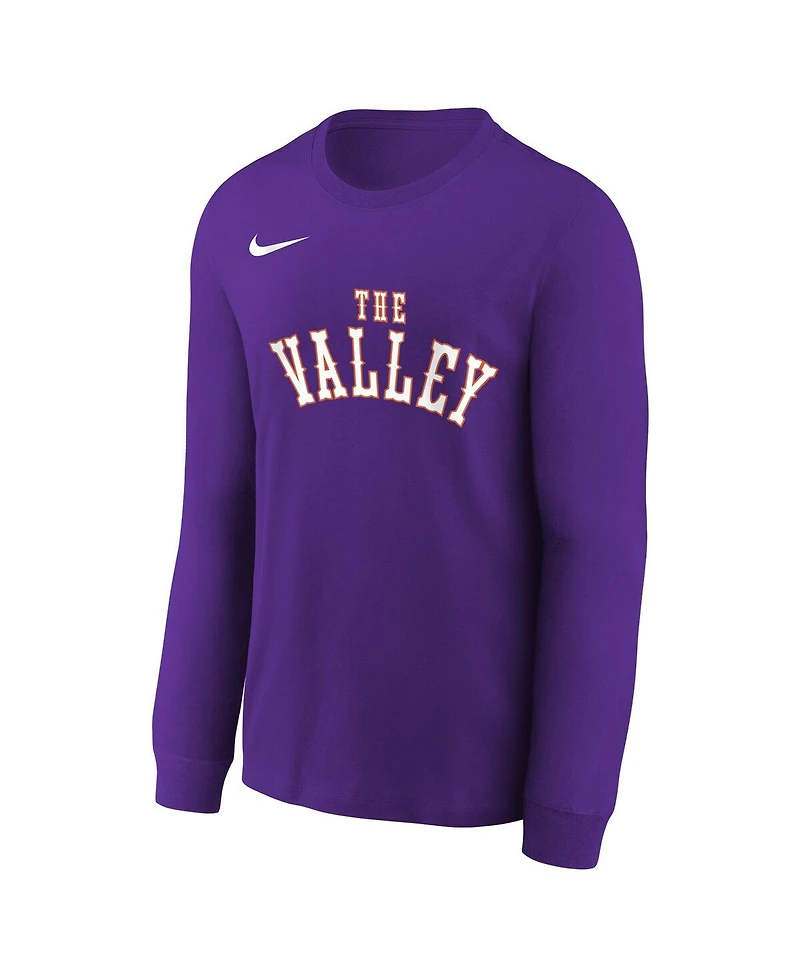 Nike Big Boys and Girls Purple Phoenix Suns 2024/25 City Edition Wordmark Performance Long Sleeve T-Shirt