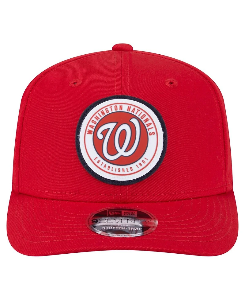 New Era Men's Red Washington Nationals Circle Patch 9SEVENTY Stretch-Snap Hat
