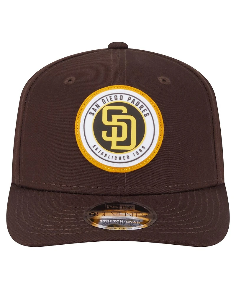 New Era Men's Brown San Diego Padres Circle Patch 9SEVENTY Stretch-Snap Hat
