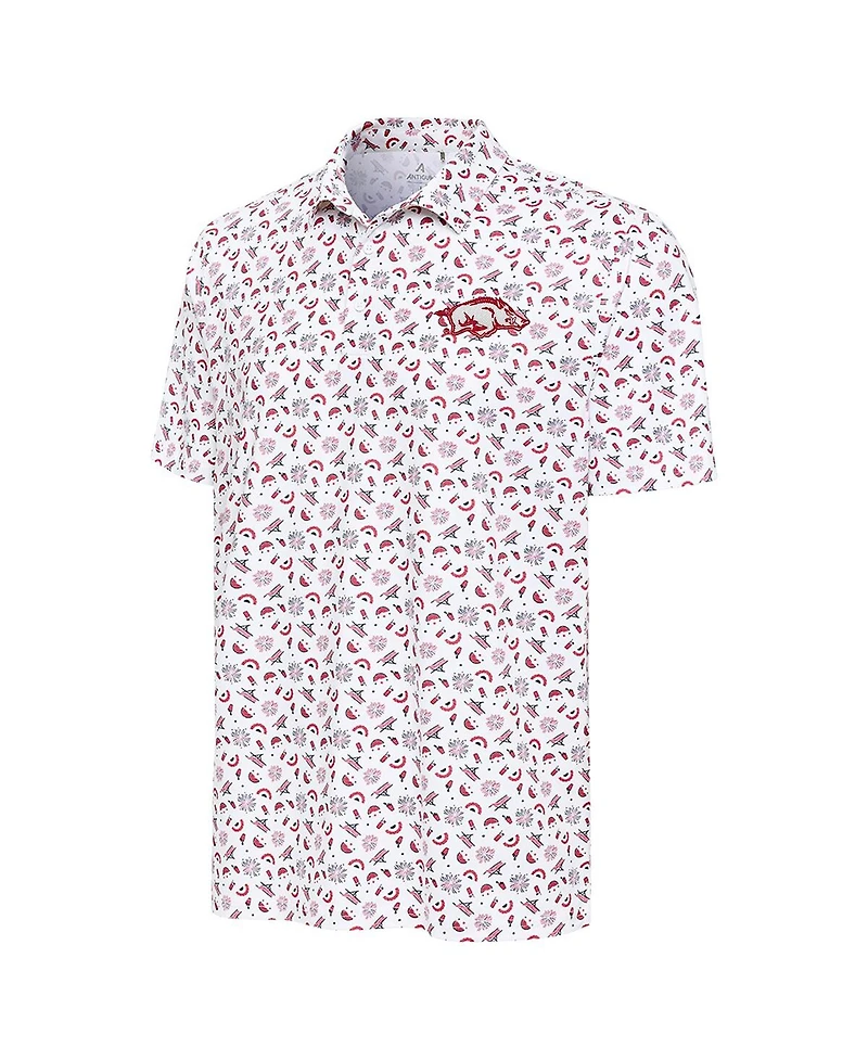 Antigua Men's White Arkansas Razorbacks Independence Day Polo Shirt