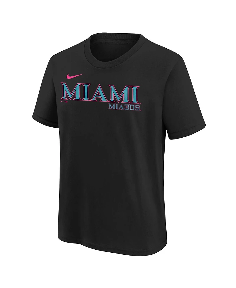 Nike Big Boys and Girls Black Miami Marlins 2025 City Connect Wordmark T-Shirt