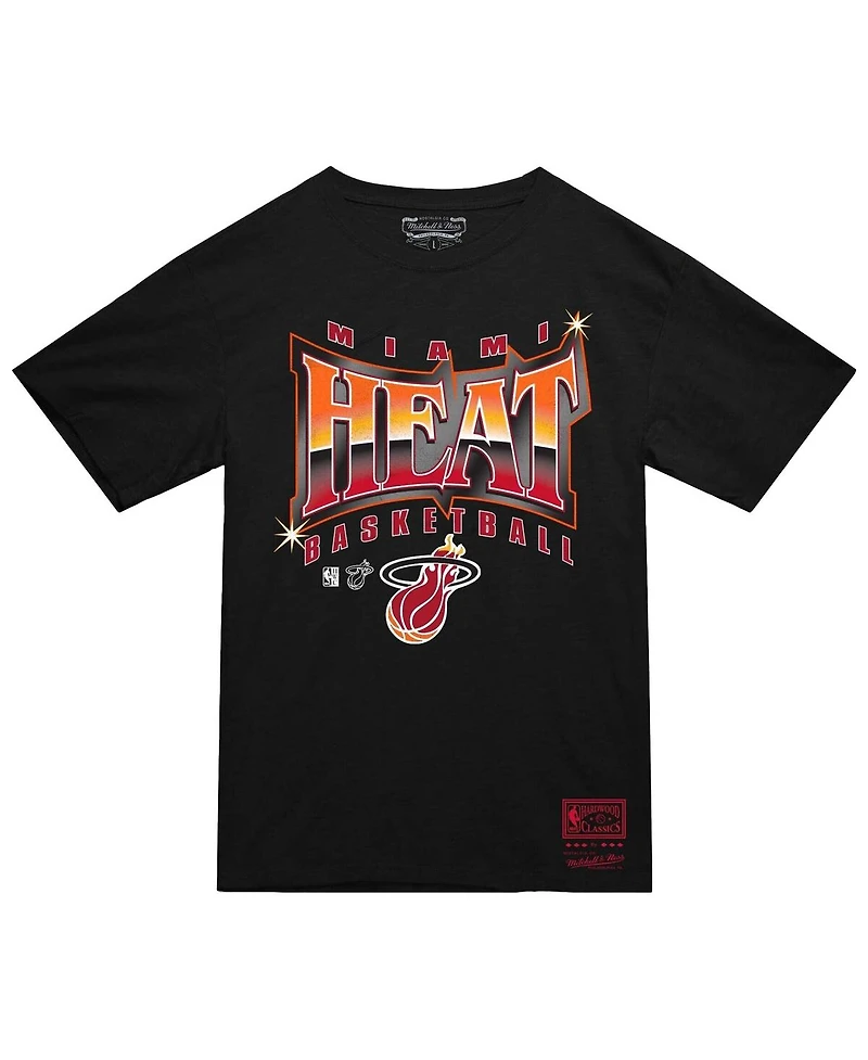 Mitchell & Ness Men's Black Miami Heat Worldwide Collection Glow Up T-Shirt