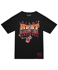 Mitchell & Ness Men's Black Miami Heat Worldwide Collection Glow Up T-Shirt