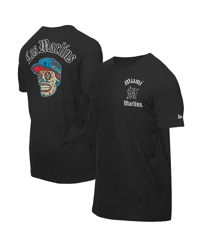 New Era Men's Black Miami Marlins Sugar Skulls T-Shirt