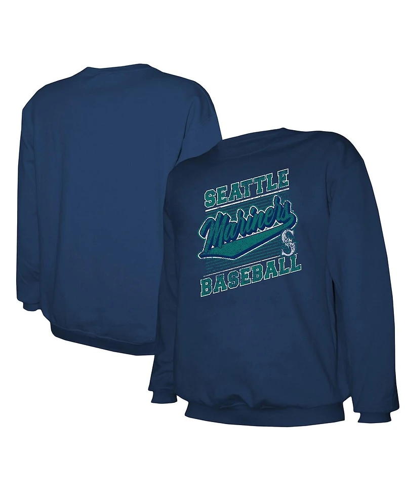Stitches Men's Navy Seattle Mariners Lightweight Crew Sweatshirt
