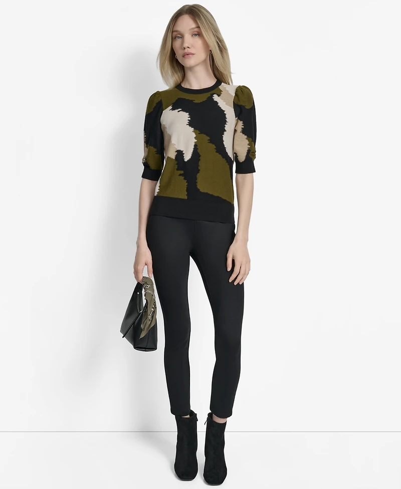 Dkny Women's Printed Puff-Sleeve Sweater