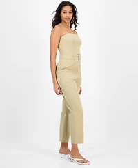 Bar Iii Women's Strapless Belted Utility Jumpsuit, Exclusively at Macy's