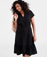 Style & Co Women's Printed Short-Sleeve Tiered Dress, Exclusively at Macy's