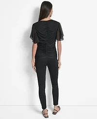 Dkny Women's Center-Ruched Flutter-Sleeve Top