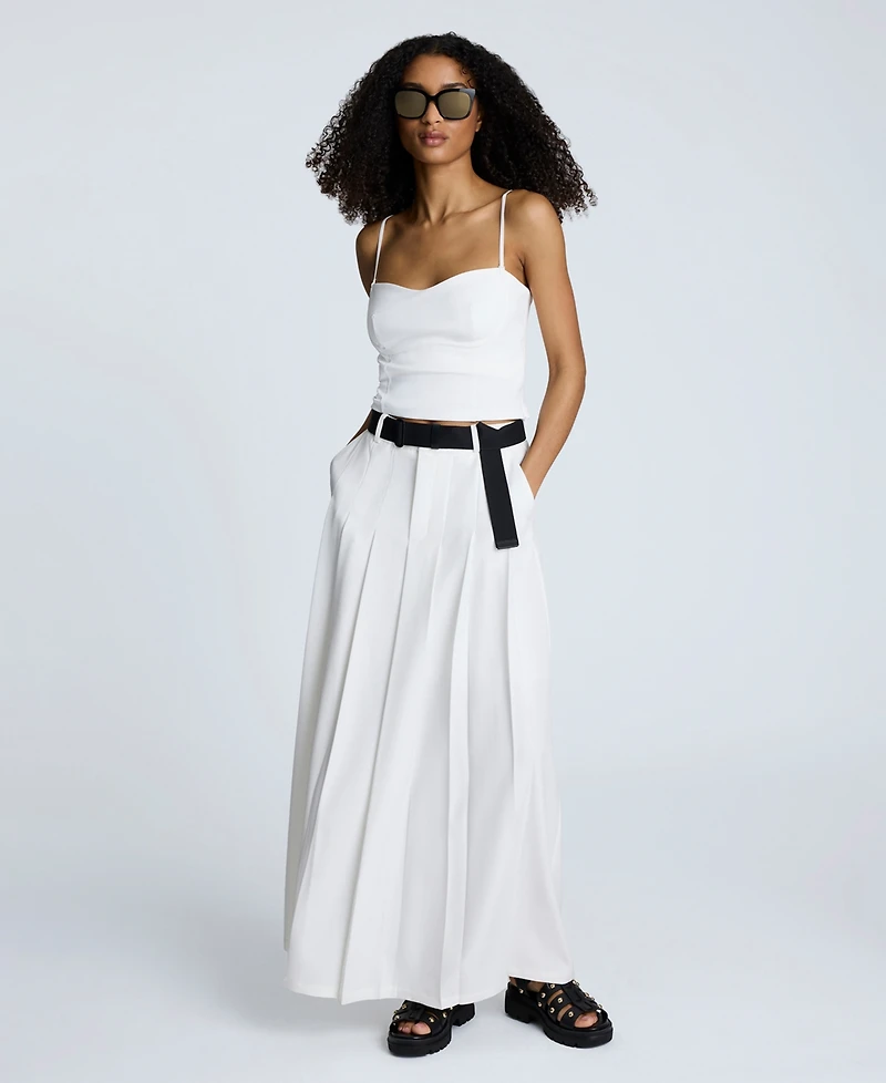Kenneth Cole Women's Fly-Front Pleated Maxi Skirt