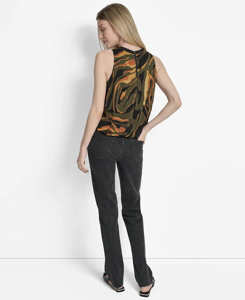 Dkny Women's Printed Bubble-Hem Sleeveless Top