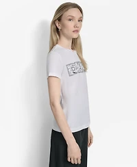 Dkny Women's Newspaper Logo Crewneck T-Shirt