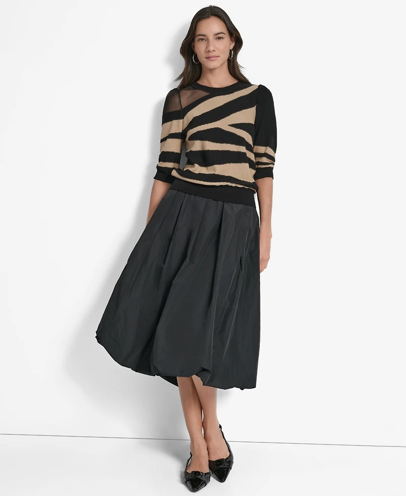 Dkny Women's Zebra-Print 3/4-Sleeve Sweater