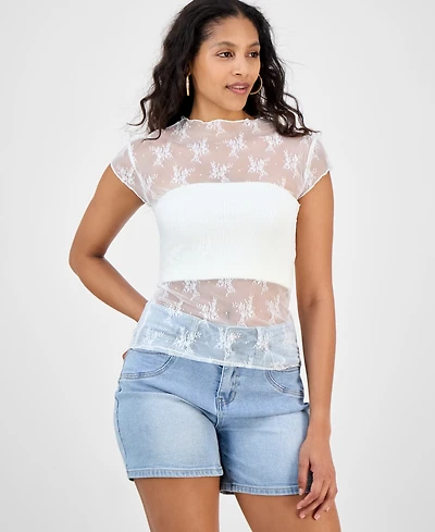 And Now This Women's Floral Stretch-Lace Top, Macy's Exclusive