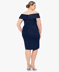 Xscape Plus Off-The-Shoulder Ruffled Dress