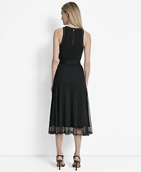 Dkny Women's Layered Mesh Logo-Tape Midi Skirt