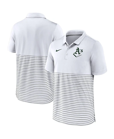 Nike Men's White/Gray Athletics Home Plate Striped Polo Shirt