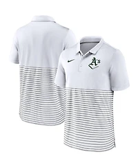 Nike Men's White/Gray Athletics Home Plate Striped Polo Shirt