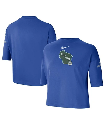 Nike Women's Royal Milwaukee Bucks 2024/25 City Edition Courtside Boxy T-Shirt