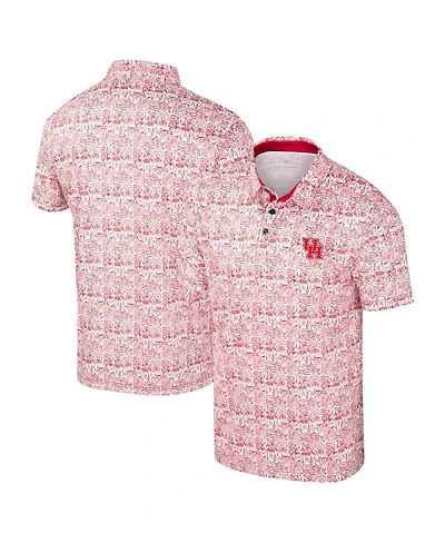 Colosseum Men's Red Houston Cougars It's Time Allover Print Polo Shirt