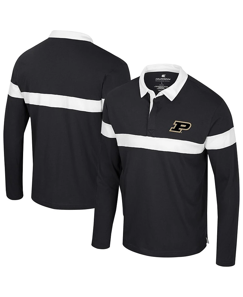 Colosseum Men's Black Purdue Boilermakers Too Cool for School Long Sleeve Polo Shirt