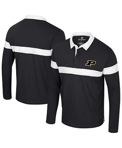 Colosseum Men's Black Purdue Boilermakers Too Cool for School Long Sleeve Polo Shirt