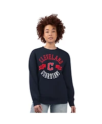 G-iii 4Her by Carl Banks Women's Navy Cleveland Guardians Team Logo Fleece Pullover Sweatshirt