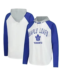 G-iii 4Her by Carl Banks Women's White Toronto Maple Leaf's Vip Raglan Long Sleeve Hoodie T-Shirt