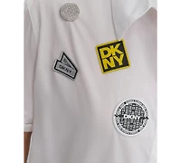 Dkny Women's Cotton Collared Pins & Patch Blouse