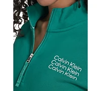 Calvin Klein Performance Women's Mini Triple Logo Fleece Half-Zip Pullover Sweatshirt