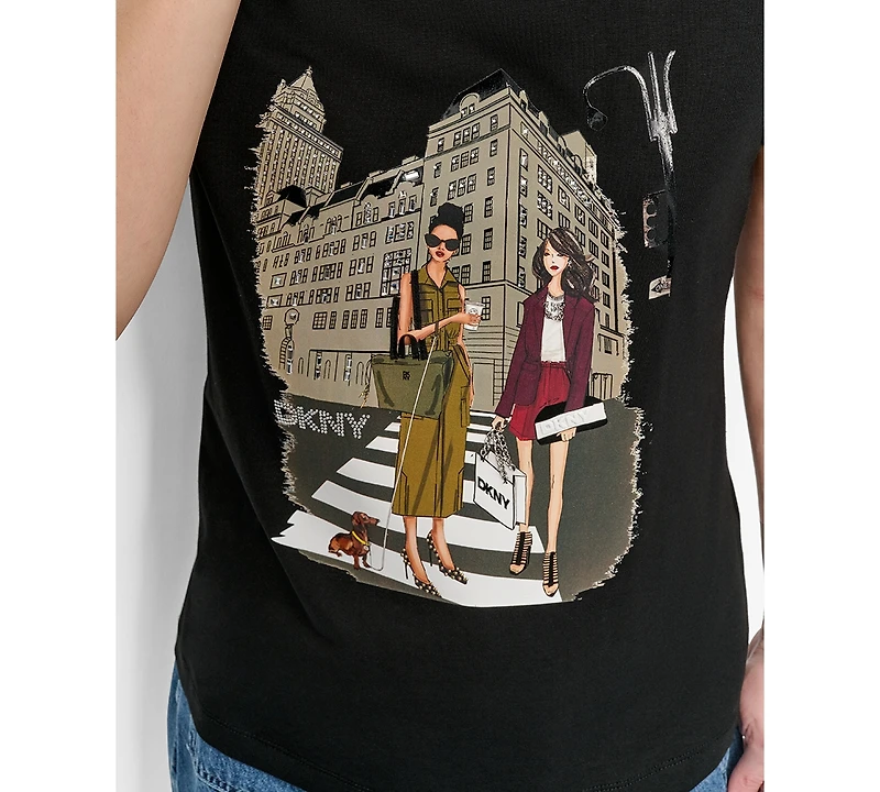 Dkny Women's Fifth Avenue Conversation Crewneck Tee