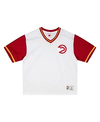 Mitchell & Ness Men's White Atlanta Hawks Fashion Mesh V-Neck Top