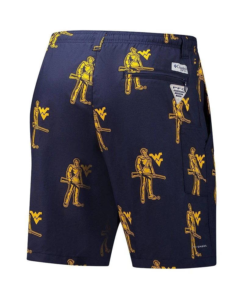Columbia Men's Navy West Virginia Mountaineers Backcast Iii Printed Shorts