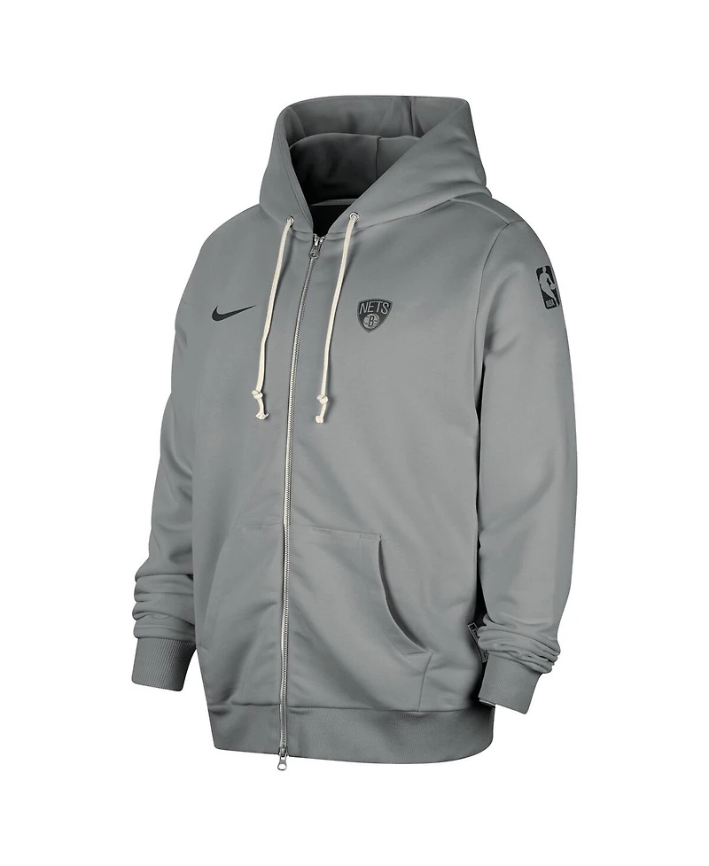 Nike Men's Gray Brooklyn Nets Authentic Standard Issue Full-Zip Hoodie Jacket