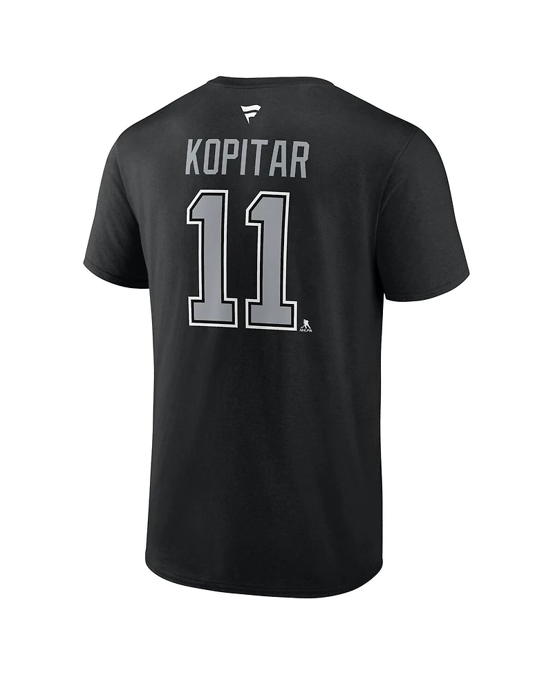 Fanatics Men's Anze Kopitar Black Los Angeles Kings Authentic Stack Name Number T-Shirt