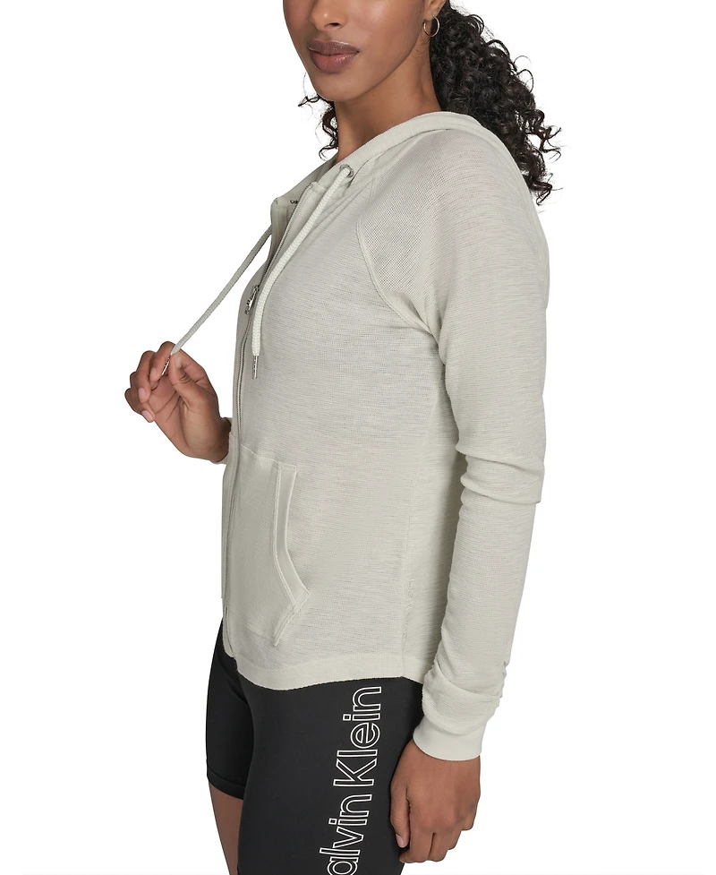Calvin Klein Performance Ruched-Sleeve Zip Hoodie