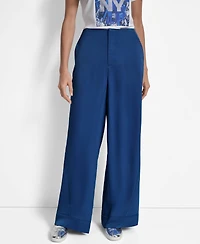 Dkny Women's Glazed High Rise Seamed-Cuff Wide-Leg Pants