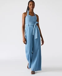 Steve Madden Women's Artie Denim Halter Jumpsuit