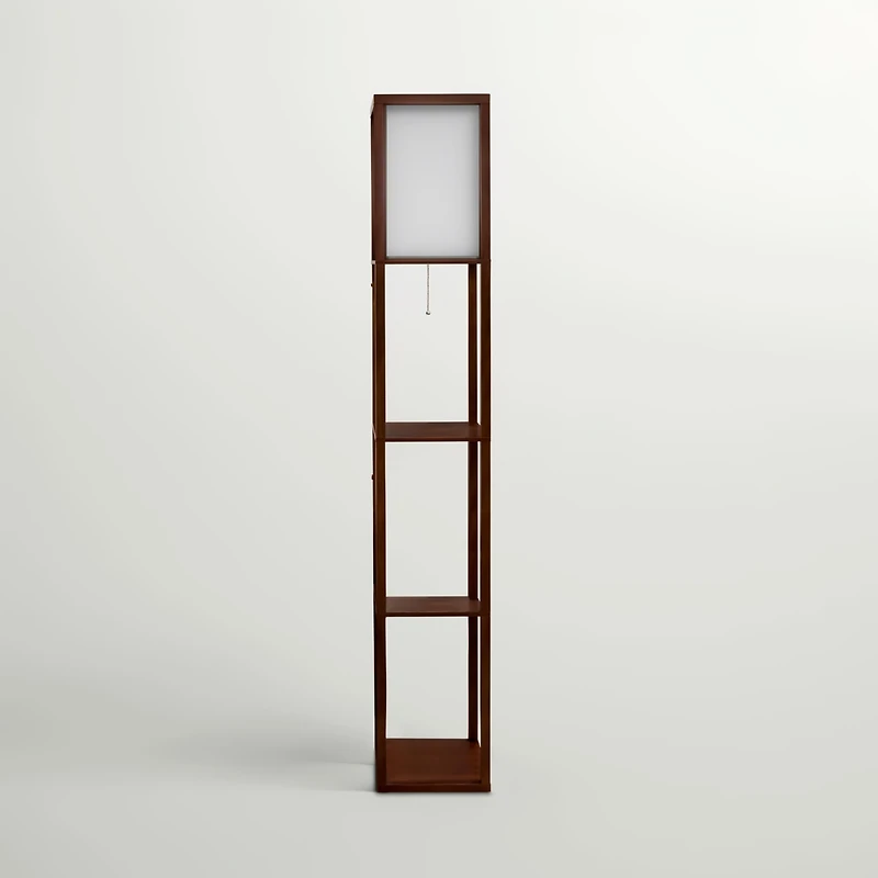 Maxwell 63" Led Shelf Column Floor Lamp with Lantern Shade